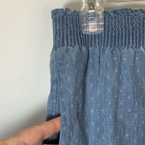 J. Crew Women's Dobby Chambray Pull-On Lined High Waisted Mini Skirt Blue Size 6 - Picture 2 of 8
